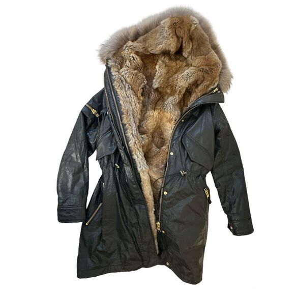 SAM. Parka Carbon Rabbit Fur Lined Zipper Jacket - Picture 7 of 16